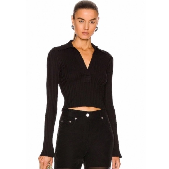 Helmut Lang Long Sleeve Crop Polo. - Picture 1 of 5